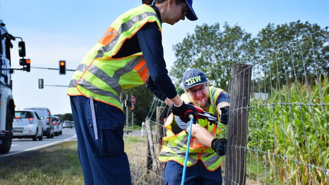 Das THW unterstützt beim Zaunbau